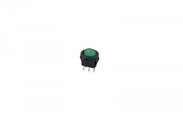 Выключатель клавишный круглый 250V 3А (3с) ON-OFF зеленый  с подсветкой  Micro  (RWB-106, SC-214)  REXANT 36-2533