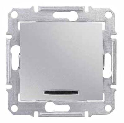 Schneider Electric Sedna Алюминий Выключатель механизм 2-полюсный с красным индикатором 10А IP20 скрытая установка SDN0201160