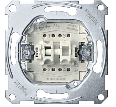Schneider Electric Merten  Выключатель механизм кнопочный 2-клавишный. сх.5 MTN3155-0000