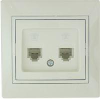 Lezard  Mira  Крем-Крем Розетка телефонная 2-местная евро. скрытая установка  (859856) 701-0303-138