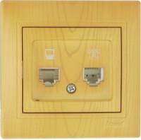 Lezard  Mira  Ольха Розетка компьютерная+телефонная CAT5 скрытая установка Fixline  (860234) 701-0701-143