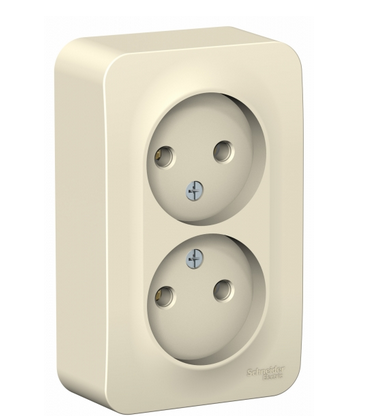 Schneider Electric  BLANCA  Молочный Розетка 2-местная без заземляющих контактов. без шторок изолирующая пластина, 16А, 250В,  открытая установка BLNRA000212