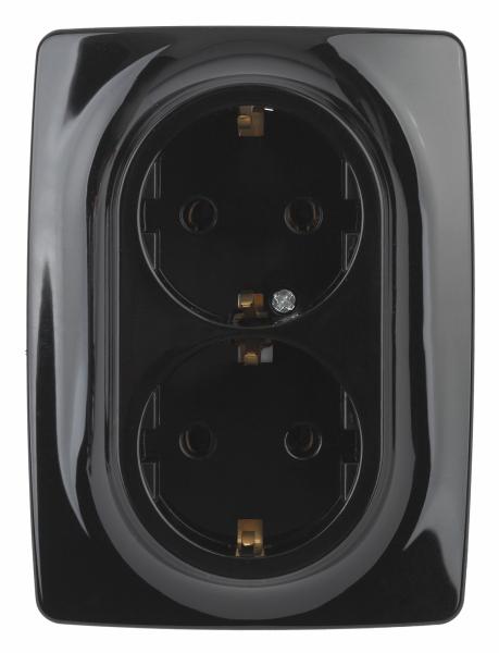 ЭРА  Эра12  Черный  Розетка 2X2P+E Schuko, 16АХ-250В 12-2106-06