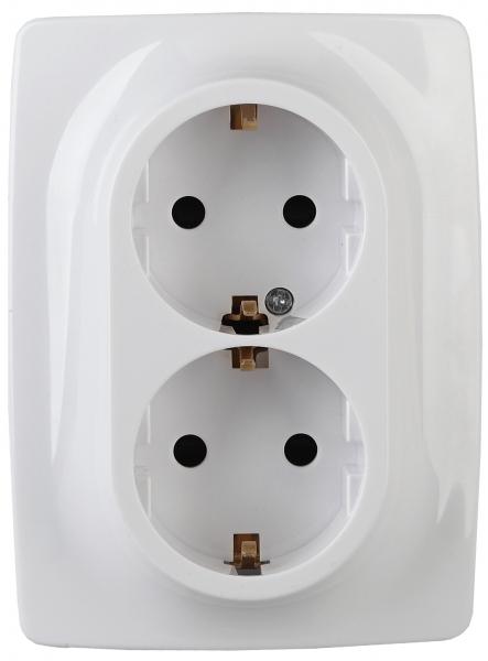 ЭРА  Эра12  Белый  Розетка 2X2P+E Schuko, 16АХ-250В, винт,  12-2116-01