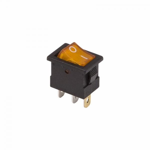 Выключатель клавишный 12V 15А (3с) ON-OFF желтый  с подсветкой  Mini  (RWB-206-1, SC-768)  REXANT 36-2172