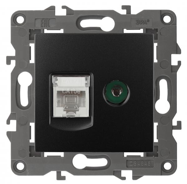 ЭРА  Эра Elegance  Антрацит  Розетка  RJ45+TV, IP20  14-3110-05 Б0034318