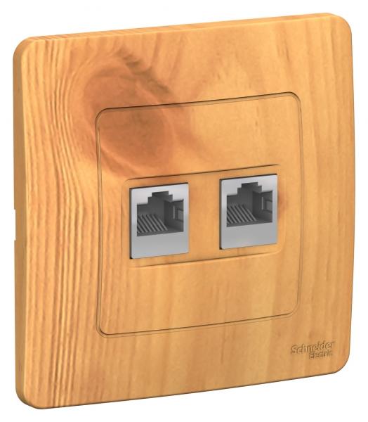 Schneider Electric  BLANCA  Ясень  Розетка 2-местная компьютерная  RJ45, категория 5E, скрытая установка BLNIS045455