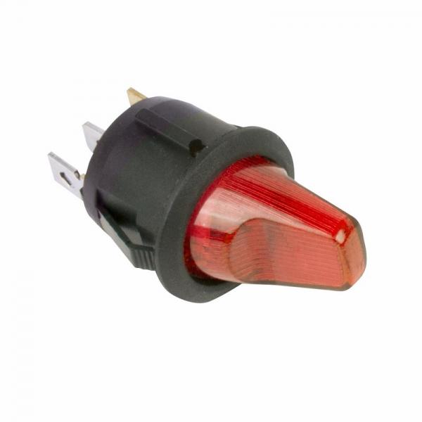 Выключатель клавишный круглый 12V 16А (3с) ON-OFF красный  с подсветкой  (RWB-224, SС-214)  REXANT 36-2590