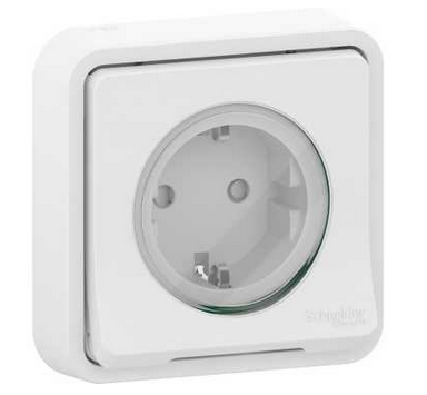 Schneider Electric Mureva Styl  Белый Розетка в сборе с заземляющими контактами, защитными шторками скрытая установка IP55 MUR39132
