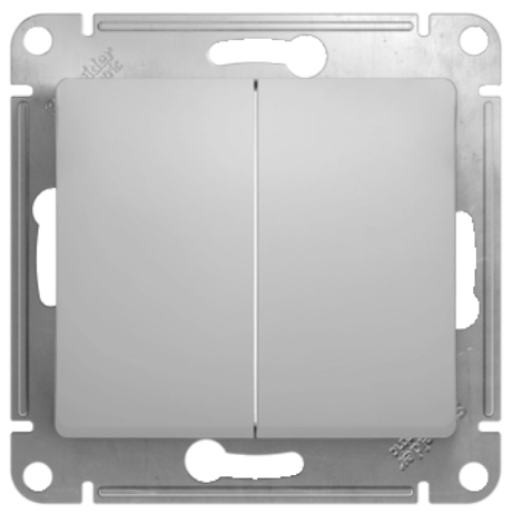 Schneider Electric Glossa Алюминий Выключатель 2-клавишный схема 5 механизм IP20 скрытая установка GSL000351