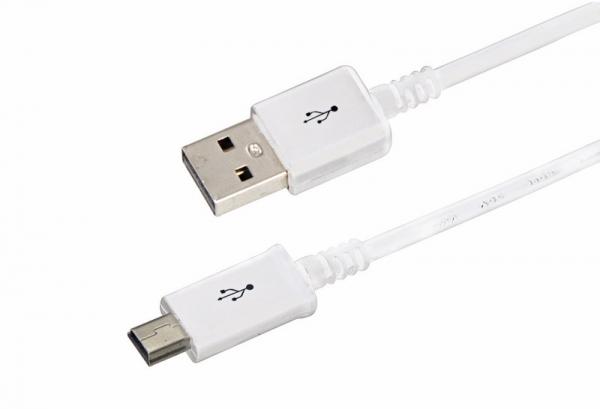 USB кабель mini USB длинный штекер 1М белый 18-4401