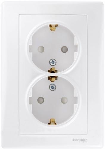 Schneider Electric Sedna  Белый Роз. 2-местная с заземляющими контактами, со шторками, 16А, 250В IP20 скрытая установка SDN3000721