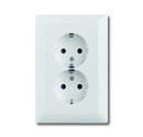 ABB  Basic55  Альпийский Белый Розетка Schuko 2-местная  с защитными шторками 2021-0-0378/2CKA002021A0378/