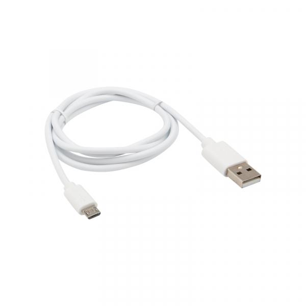 USB кабель microUSB длинный штекер 1М белый REXANT 18-4269
