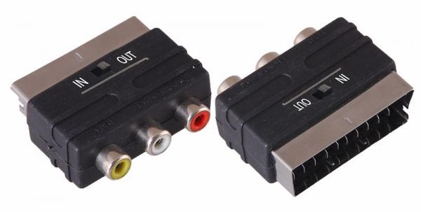 Переходник  SCART - 3гн.RCA  (с переключателем)  REXANT 17-1063