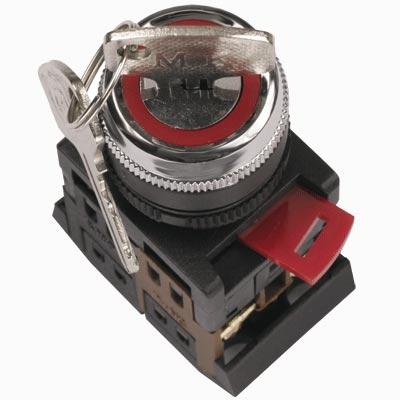 Арматура светосигнальная IEK AKS-22 переключатель  2-позиционный, с ключом "I-O"
