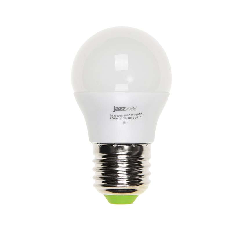 Лампа светодиодная PLED-ECO 5Вт G45 шар 4000К нейтр. бел. E27 400лм 220-240В JazzWay 1036988A