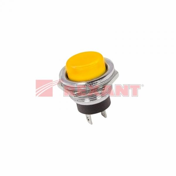 Выключатель-кнопка  металл 220V 2А (2с) (ON)-OFF  Ø16.2  желтая  (RWD-306)  REXANT 36-3354