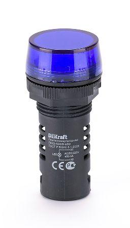 Арматура светосигнальная 25122DEK Лампа комм. ADDS 22 мм LED син.220В AC/DC ЛK-22 DEKraft