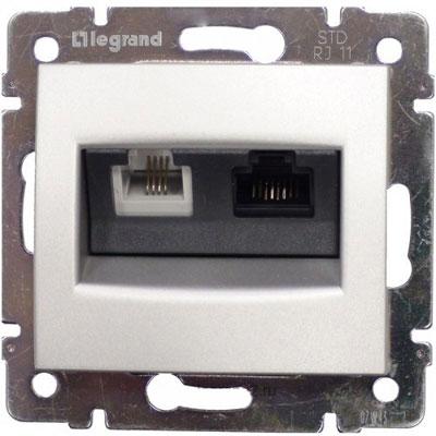 Legrand Valena  Белый Розетка механизм TФ + компьютерная RJ11+RJ45 UTP категория 6е ( кратно 10) 770080 / (кратно 10)