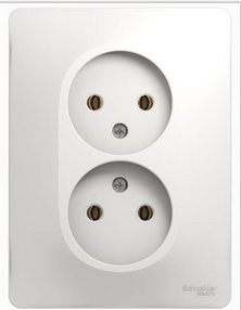 Schneider Electric Glossa  Белый Розетка 2-местная без заземляющих контактов в сборе с рамкой IP20 скрытая установка GSL000120