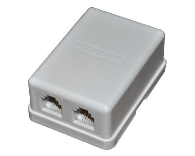 Телефонная розетка 2x6Р-4С RJ-11 2 входа REXANT (03-0002) 03-0002