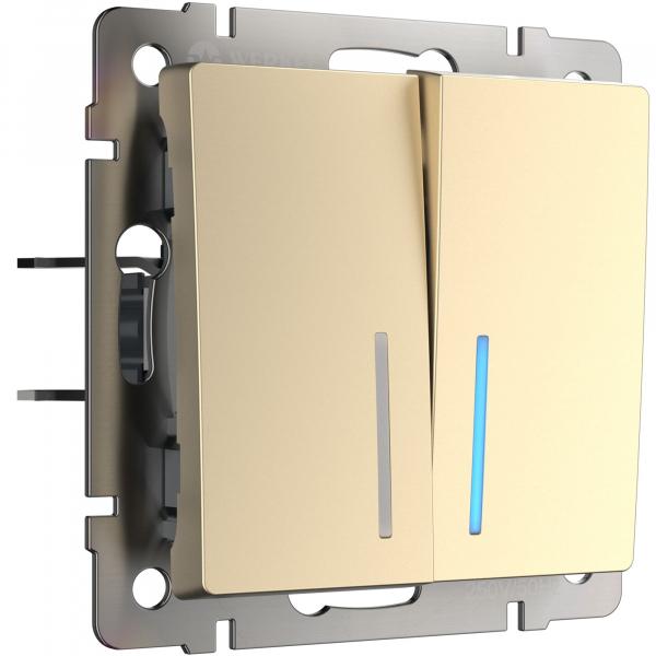 Werkel Шампань Выключатель 2-клавишный с подсветкой WL11-SW-2G-LED / a040923