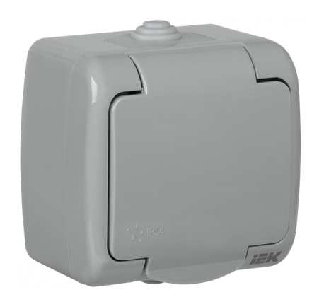 IEK  AQUATIC  Розетка 1-местная с заземляющими контактами открытая установка 16А IP54 РСш12-2-А