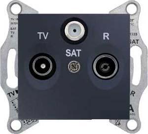 Schneider Electric Sedna Графит Розетка механизм TV/R/SAT проходной 8dB IP20 скрытая установка SDN3501270