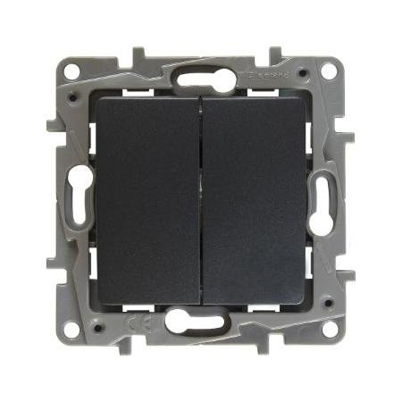 Legrand  Etika  Антрацит Выключатель механизм/Переключатель 2-клавишный 10AX 250В 672612