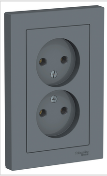 Schneider Electric AtlasDesign Грифель  Розетка 2-местная без заземляющих контактов16А, в сборе ATN000720
