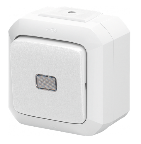 Переключатель одноклавишный ABB Variant+ IP54 с прозрачной линзой белый