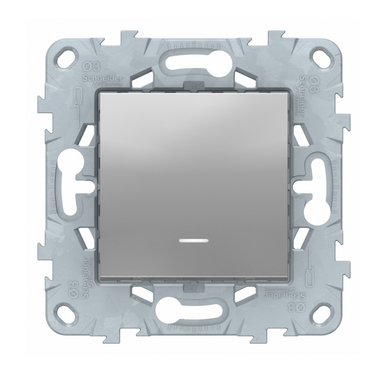 Schneider Electric Unica NEW Алюминий Переключатель 1-клавишный, с подсветкой схема 6а, NU520330N