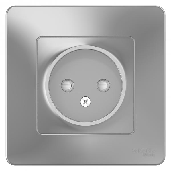 Schneider Electric  BLANCA  Алюминий  Розетка без заземляющих контактов со шторками, 16А, 250В,  скрытая установка  BLNRS000113