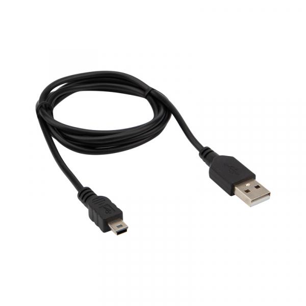USB кабель mini USB длинный штекер 1М, цвет черный 18-4402