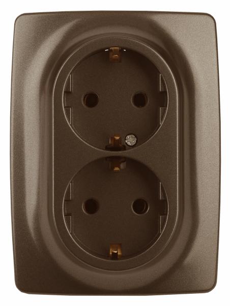 ЭРА  Эра12  Бронза  Розетка 2X2P+E Schuko, 16АХ-250В 12-2106-13