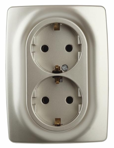 ЭРА  Эра12  Шампань  Розетка 2X2P+E Schuko, 16АХ-250В 12-2106-04