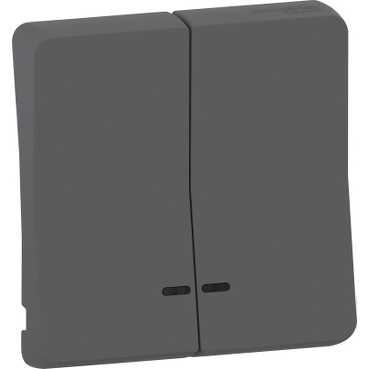 Schneider Electric Mureva Styl  Антрацит Клавиша 2-местная с линзой подсветки IP55 MUR34205