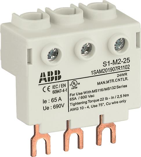 ABB Колодка высокая S1-M2-25 для подключения 3-фазного кабеля до 25мм2, 65 А к автоматам типа MS116, MS132, MS132-T, MO132/MS132-T /1SAM201907R1102/