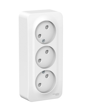 Schneider Electric  BLANCA  Белый  Розетка 3-местная без заземляющих контактов со шторками изолирующая пластина, 16А, 250В, IP20  открытая установка BLNRA001311