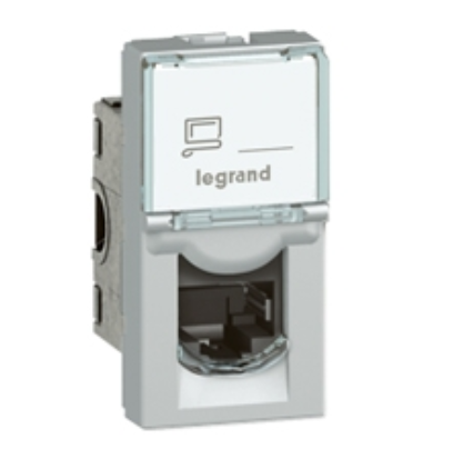 Розетка RJ45 UTP категория 6a 1М  Legrand  Mosaic Алюминий 079471