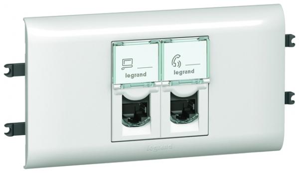 Розетка механизм информационная UTP 2XRJ45 Кат.6 DLP с крышкой 65мм Legrand  Mosaic  78663