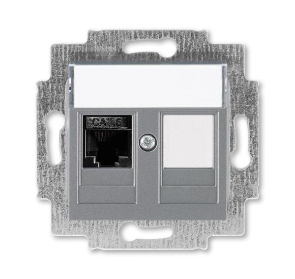 ABB  Levit  Сталь Розетка компьютерная RJ45 категория 6+заглушка, 2CHH296117A6069