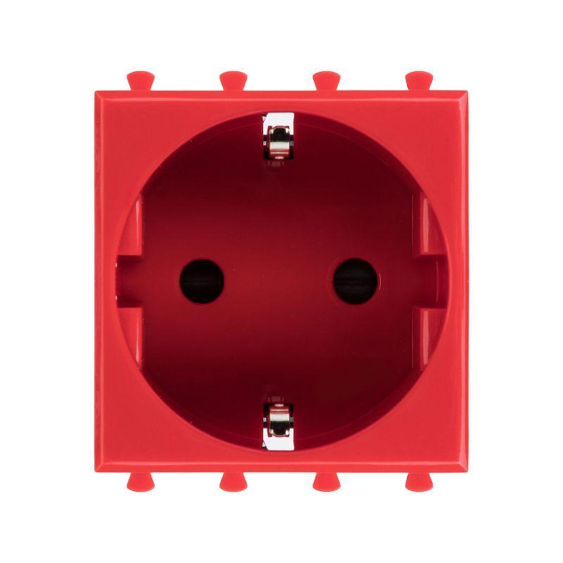 Розетка 1-м 2мод. Avanti "Красный квадрат" 16А IP20 2P+E защ. шторки красн. DKC 4401002