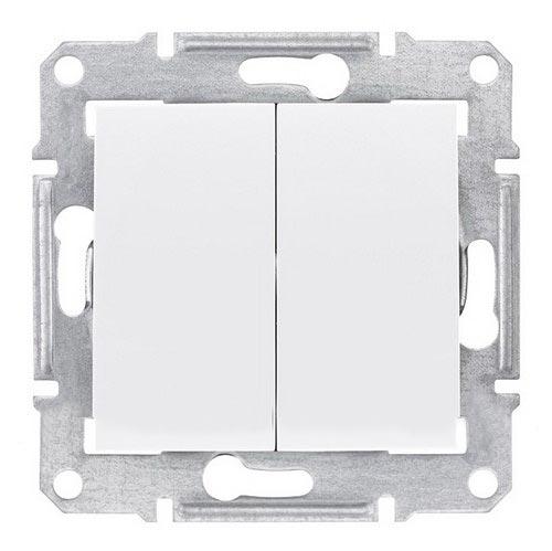 Schneider Electric Sedna  Белый Аква Выключатель механизм 2-клавишный скрытая установка 10А  IP44 SDN0300421