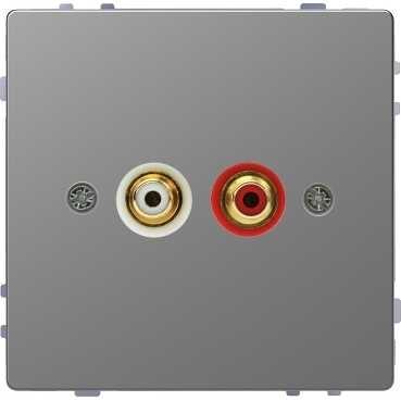 Schneider Electric  MERTEN  D-Life  Нержавеющая Сталь  Розетка аудио с модулем тюльпан MTN4350-6036
