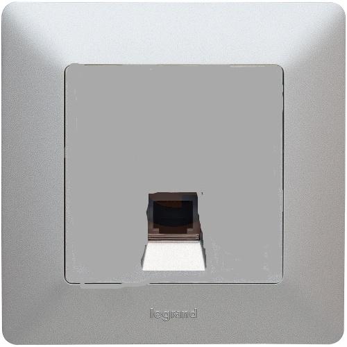 Legrand  Valena  LIFE  Алюмин. Розетка телефонная 1-местная RJ11 скрытая установка IP20 / 753638