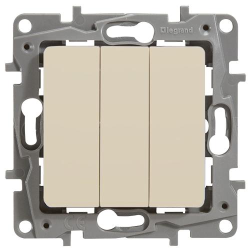 Legrand  Etika  Слоновая Кость Выключатель механизм 3-клавишный 10АХ, 250В 672313