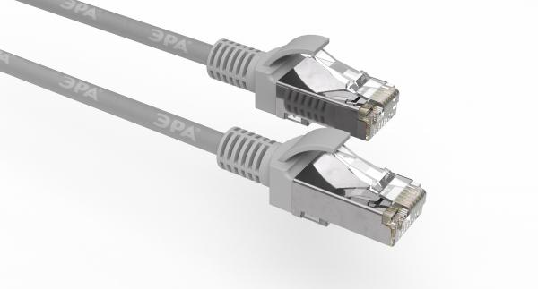 Патч корд ЭРА  PC-1F F/UTP категория 5e, длина 1 метр, экранированный, серый Cu
