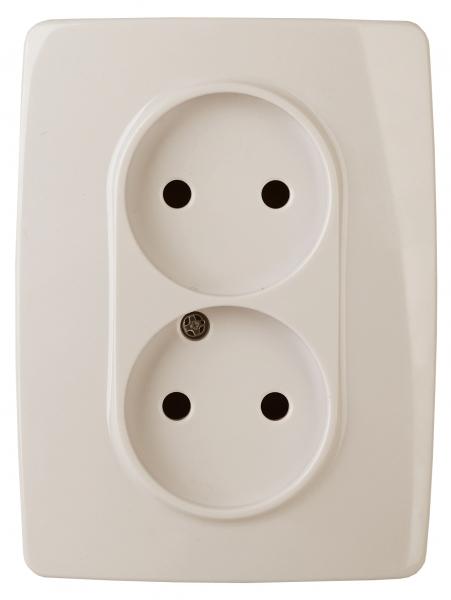 ЭРА  Эра12  Слоновая Кость  Розетка 2X2P, 16АХ-250В, винт,  12-2117-02
